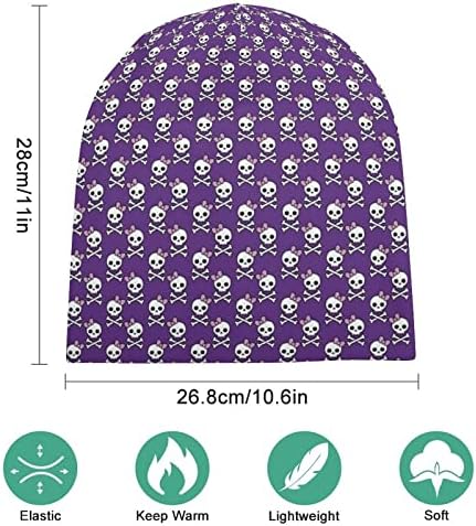 Purple fofo crânio unissex chapéu de chapéu de caveira quente tampa de pulôver para dormir casual um tamanho