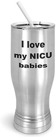 Pixidoodle Neonatal NICU Nurse Tumbler com tampa deslizante resistente a derramamentos e palha de silicone