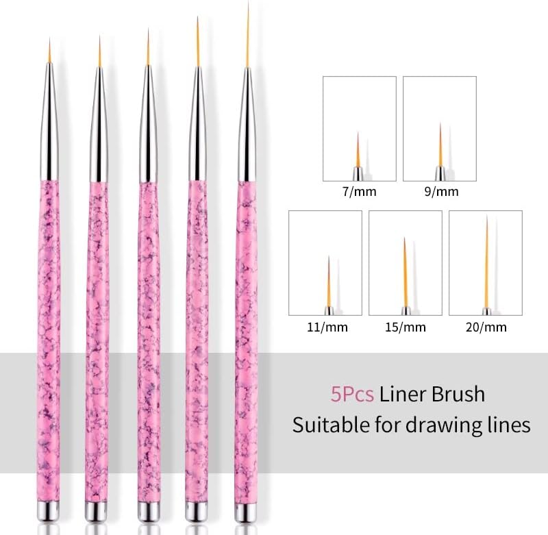 WBANI UNIL ART LING PINTURA DE FLOR FLOR DIY Desenho de desenho detalhando pincéis de caneta conjunto Manicure Stripes Grid Tips Tool Tool