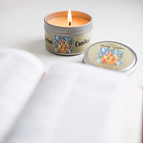 Velas de oração do Chrism - Crism Scent Catholic Aromaterapy Candle - Pure -Wax e Chrism Oil - Made nos EUA