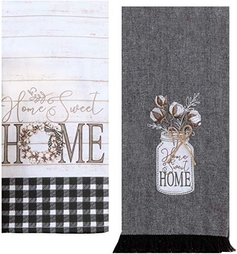 Kay Dee Designs Farmhouse Home Sweet Home Terry & Tea Toalhas, conjunto de 2 toalhas de cozinha rústicas da fazenda para toalhas