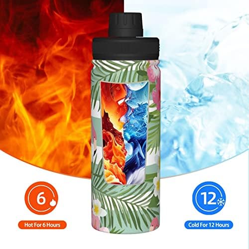 Garrafa de água Flamingo-Flamingo de 18 oz de aço inoxidável aço de balão largo isolado com tampa de bico à prova de