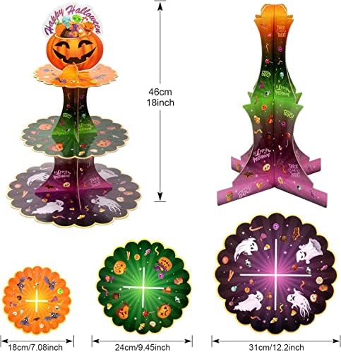 Astaron 3 camadas de Halloween Stand Premium Cardboard Pumpkin Bolo Stand Copo Bolo Sobesista Stand para Halloween Party