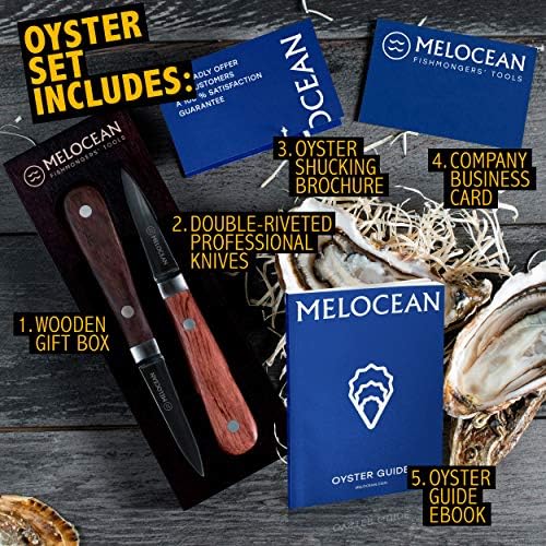 Oyster Shucking Knife Set de 2 - Kit de abridor profissional de faca de ostras de oyster em Caixa de Clam