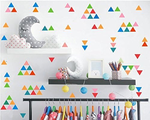 Triângulos multicoloridos Adesivo de parede -Triângulos coloridos Decalque de parede para crianças -Decoração de casa