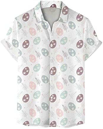 Camiseta de páscoa para homens casuais esquadrão de páscoa bunny tops button Down Down Hawaiian Shirt Aloha camisa masculina verão 2023