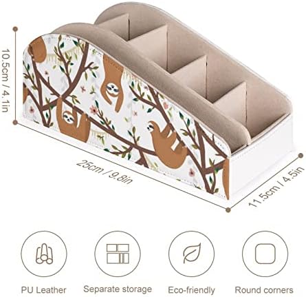 Caixa de organizador de couro de controle remoto da preguiça engraçado com 6 compartimentos de caixa de armazenamento para quarto da sala de estar