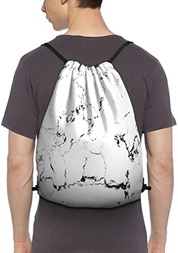 Mochila Dujiea Drawstring, mochila branca de mármore de mármore sackpack backpack de esportes para homens que compram yoga