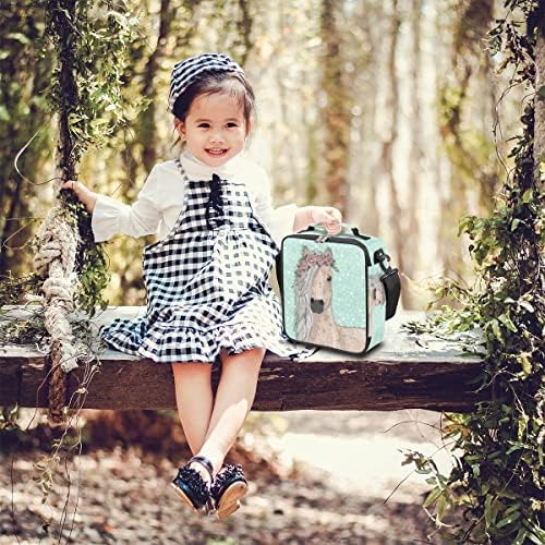 Horse Flor Kids Lancheira Cavalo Floral Isolado bolsa Tote para meninos meninos Cooler Saco de preparação para refeições