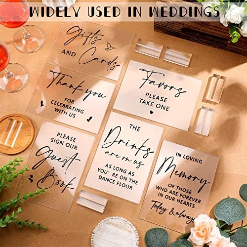 6 PCS Sinais de recepção de casamento acrílico Sinais de decoração de mesa claros com letreiros de casamento rústicos para o titular