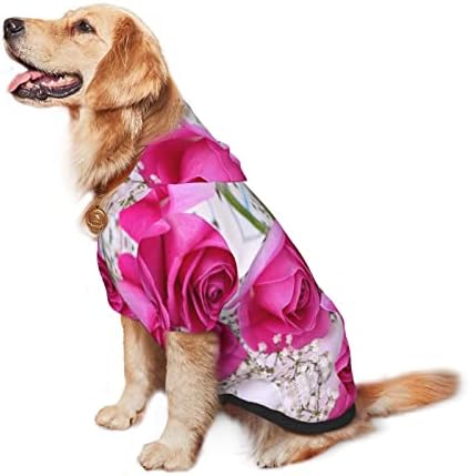 Roupa de cachorro rosa rosa Roupa de cão médio e grande moletom com capuz de estimação Four Seasons Modelos adoram moletom de cachorro