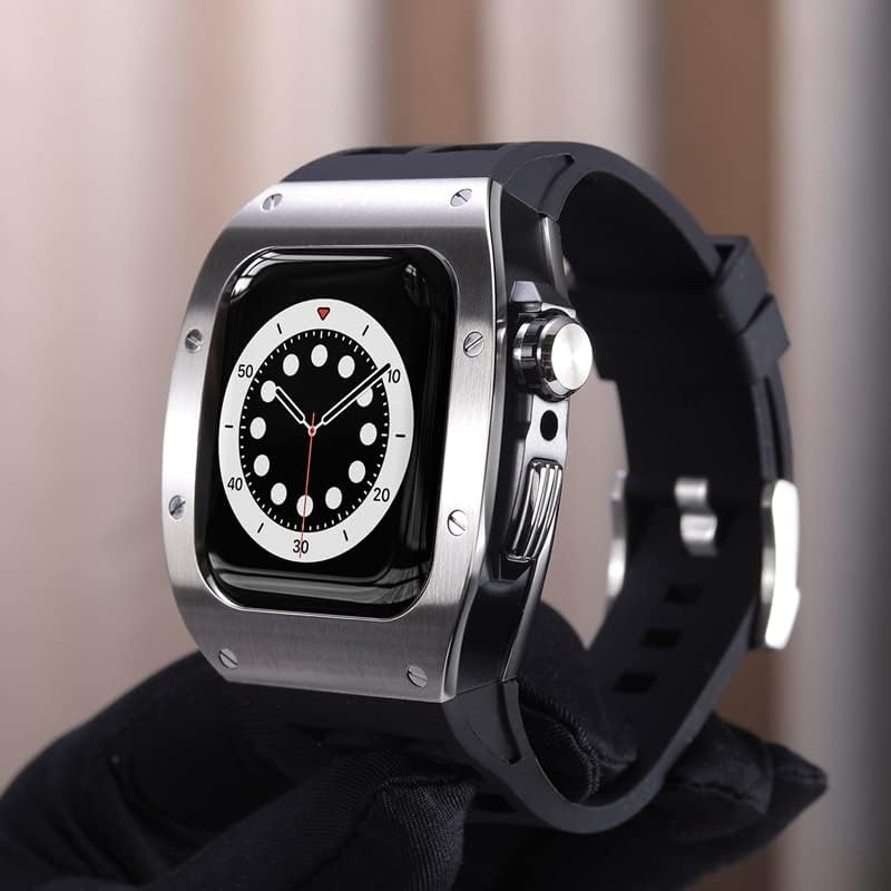 Kit de modificação Maalya Case Metal Case+Strap for Apple Watch Series 8 7 45mm Banda Correa Iwatch Se 6 5 4 Banda