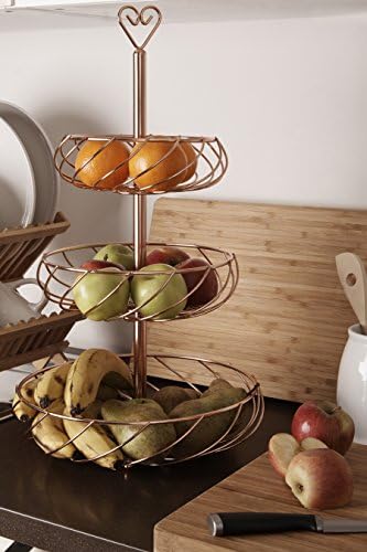 Premier Housewares Kuper Basket Fruit de três camadas - Rose Gold