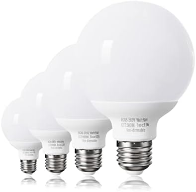 Lâmpadas de 4 da luz do dia de luz do dia para o banheiro, 120V 60 watts Eqv, base média E26, lâmpadas de vaidade não minimizáveis