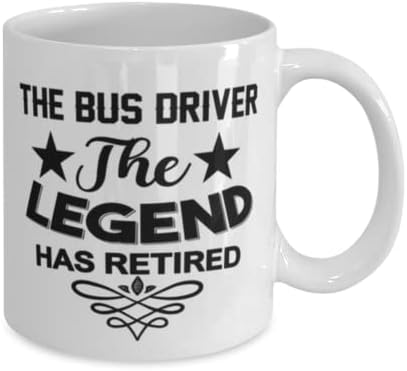 Caneca de motorista de ônibus, a lenda se aposentou, idéias de presentes exclusivas para o motorista de ônibus, copo de chá de caneca de café branco