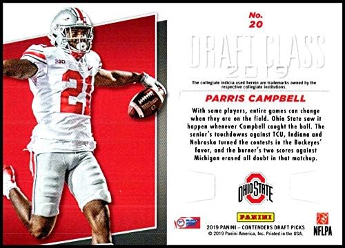 2019 Panini Condores Draft Tickets Draft Classe 20 Parris Campbell Ohio State Buckeyes RC RC ROOKIE NCAA FUTEBOL TRADING CART