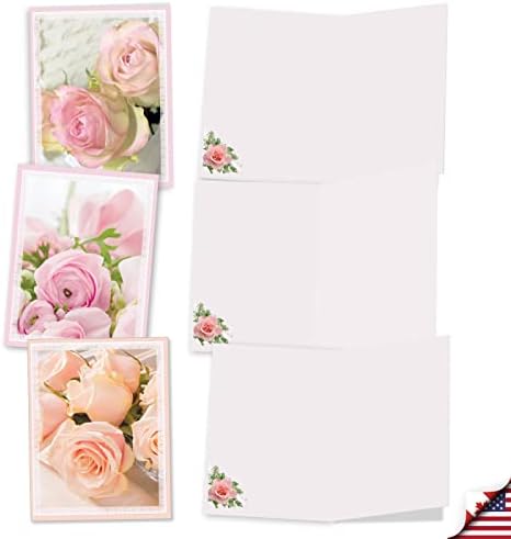 A Melhor Companhia de Cartas - 20 Cartões de notas em branco variados Conjunto de 4 x 5,12 polegadas com envelopes - rosas