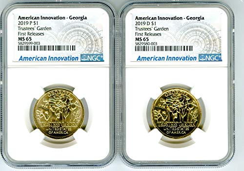 2019 PD Georgia American Innovation Dollar Libere primeiro conjunto de 2-Coin Conjunto NGC MS65
