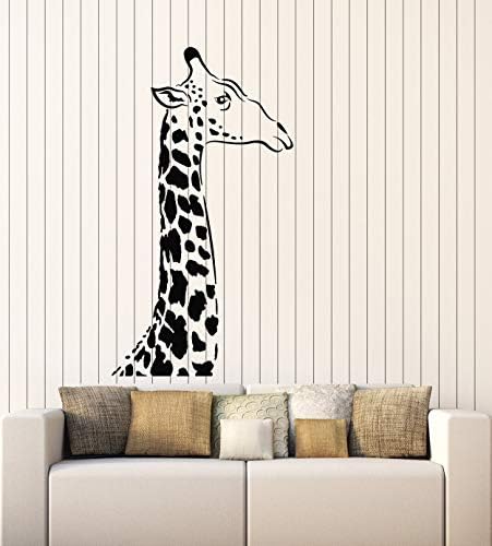 Girafas de parede de vinil Cabeça Africana Animais selvagens Adesivos para crianças MURAL decoração grande preto