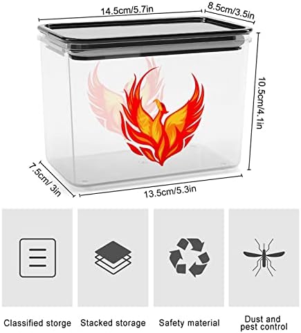 Phoenix Bird Plástico Caixa de armazenamento de plástico Recipientes de armazenamento com tampas de arroz balde selado para organização de cozinha