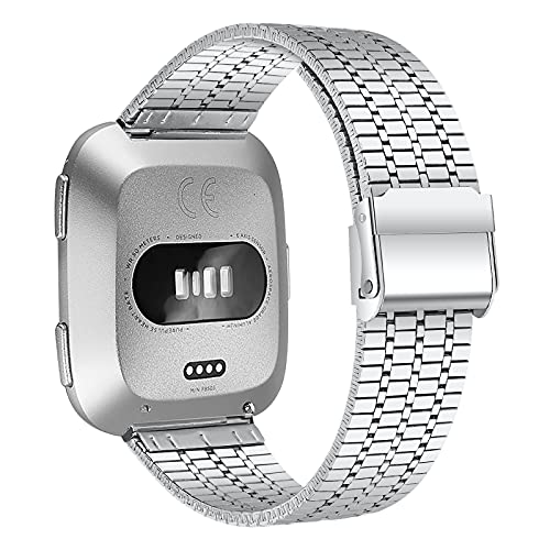 Aisports Compatível com Fitbit Versa Band Stainless Aço para homens, Solid Solid Ajuste Metal Buckle Bracelet Sport