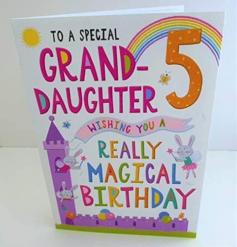 Cartão de aniversário juvenil Idade 5 neta - 9 x 6 polegadas - Publicação real