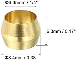 Patikil 1/4 de polegada Tubo od odos de compressão Sleeves Ferrules, 50 Pacaco Kit de sortimento de compressão de latão de latão