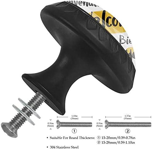 12 peças bem -vindo a diferentes botões de vidro de idiomas para gavetas de cômodas, 1,37 x 1,10 em armários de cozinha