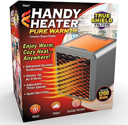 Ontel Handy aquecedor de calor puro aquecedor de espaço de cerâmica, 1200 watts, 3 velocidades ajustáveis, operação