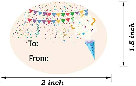 Adesivos de tag de feliz aniversário para presentes 6 diferentes designs fofos exclusivos 1,5 x 2 polegadas 300 etiquetas adesivas