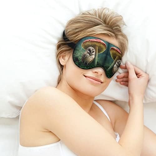 Little Owl and Mushroom Mold Eye Masks com cinta ajustável confortável e confortável para dormir