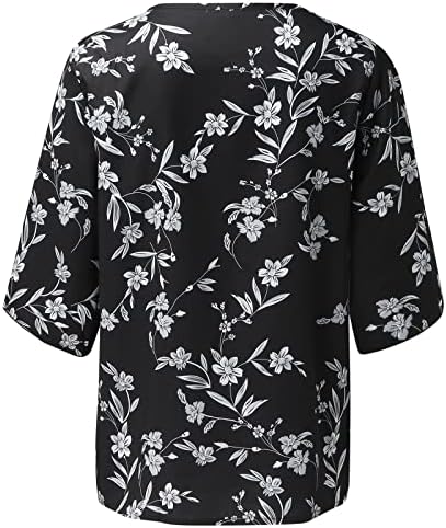 Blusas para mulheres mangas compridas mulheres de verão colher casual pescoço solto top sete pontos de manga de camisa impressa de manga