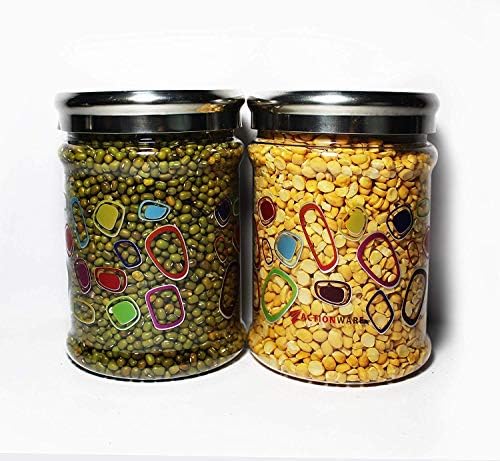 KruPasadhya Plástico cozinha Duro Pet Jar & Spice Storage Container com tampa de aço inoxidável- branco