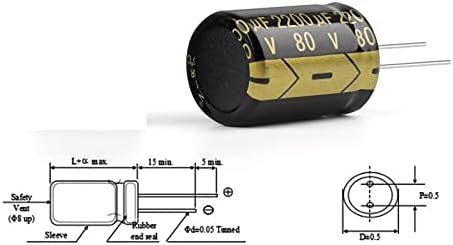 Sharrb 10pcs de alta frequência Capacitor de alumínio baixo de ESR 80v2200UF 22x30mm DIY Electronic Supercapacitor