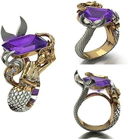 Mulheres anéis de moda Dois tons Anel Amethyst Ring vintage Bohemian Rings para mulheres anéis de casais de joalheria