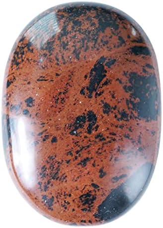 Crocon Pirita dourada, obsidiana de mogno grande massagem de bolso de pedra de pedra oval para carnudas para chakra