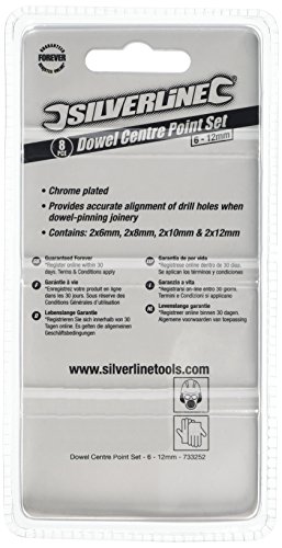 SilverLine 733252 Definir de ponto central de dowel 8pce 6-12 mm