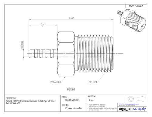 Parker 2-4 B2HF-B Brass farpado conector para cachimbo masculino 1/8 Hose Barb 1/4 NPT macho