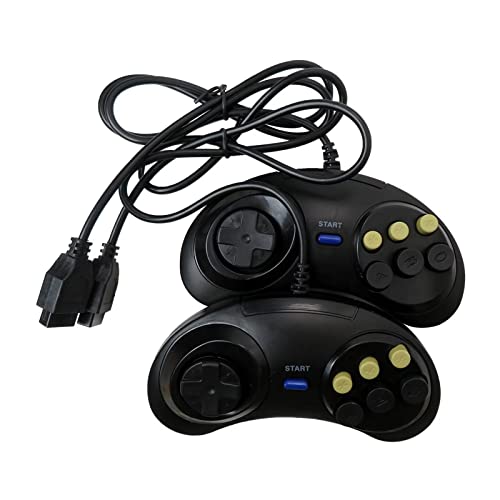 Jrshome 2pcs 6 Button Game Controller para Sega Genesis Black Six Buttons de Ação