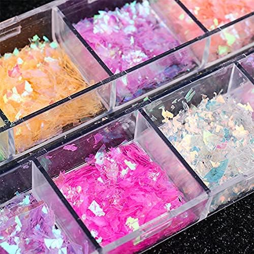 CARAR MERMAID FLAKE UNIG GLITTER SHECINAS, LASER AMOR CORAÇÃO HOLOGRÁFICO DE LENCIAS DE UNIDADE PARA MANICURE DIY DIY DECALS Decoração