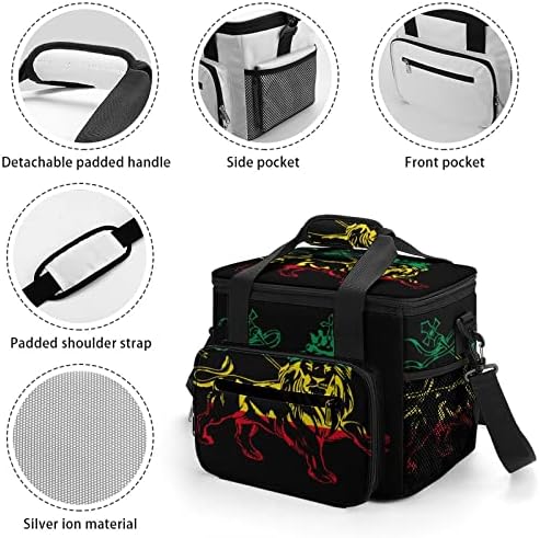 Funnystar Rasta leão Judah Etiópia Bandeira Cooler Bag isolada lanchonete à prova de vazamento Bag portátil para acampamento BBQ