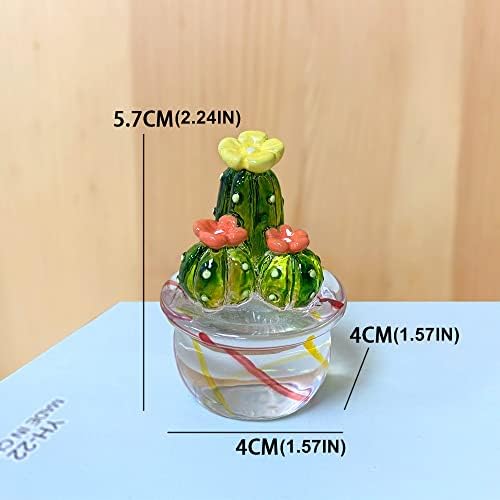 Qiansheng jarpsiry 4pcs artesanato soprado cacto de vidro de vidro cacto fofo cactus miniature estatuetas em casa mesa de comprimido