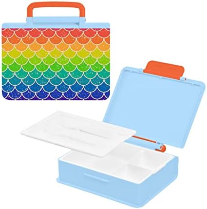 Alaza Rainbow Ocean Wave Bento Lunch Box Free BPA à prova de vazamento Recipientes com Fork & Spoon, 1 peça