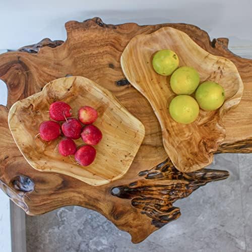 Gedsiold Natural Wood Fruit Bowl 11-13 polegadas, decoração exclusiva da tigela de madeira de deriva à mão para mesa de entrada, chaves, exibição de aperitivo, porção de pão de sanduíche, obras de arte esculpidas à mão