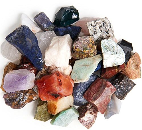 DIGING DOLLS: 4 libras da Índia natural Mix Rough Stone - Feito com mais de 30 tipos de pedras indianas - tamanho grande - 1 a 1,5 - Média - Rochas ásperas cruas para artes, artesanato, queda, mineração de gemas, embrulho de arame!