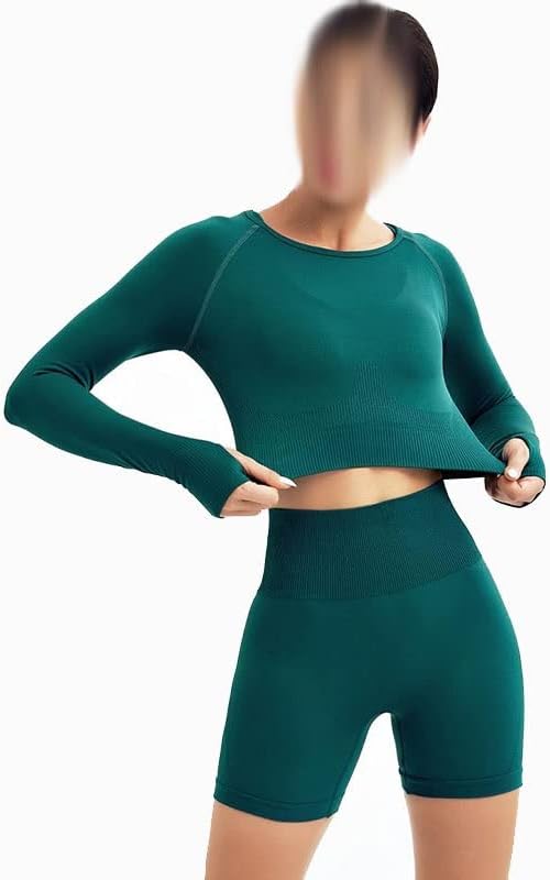 N/A feminino de ioga sem costura conjunto de ginástica treino esportivo sportswear alta cintura leggings fitness esport crop top