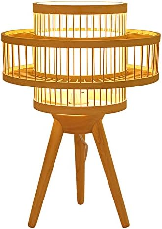 Luminária de mesa YHQSYKS chinoiserie bambu e luminária de mesa de madeira luminárias de mesa de bambu tecidas à mão com base no quarto
