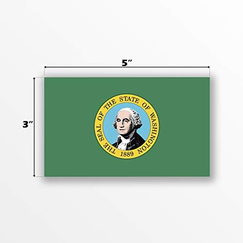 Adesivos de decalques de bandeira do estado de Washington de 2 Washington | Bandeira oficial dos adesivos do estado de Washington | 5 polegadas por 3 polegadas | Vinil de qualidade premium | PD353