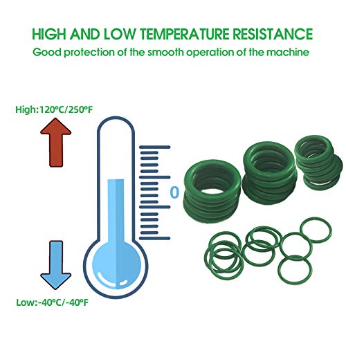 Boatsea 270pcs de borracha o kits de anel 18 tamanhos selando arruela de junta feita de borracha nitrila, kit de anéis de acumulação automotiva, variedade de ring O-ring para reparo de carros, encanamento, conexões de ar ou gás, verde