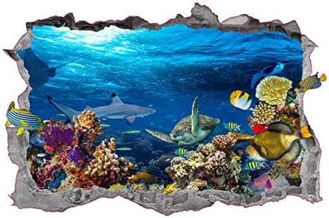 Arte do decalque da parede da vida marinha esmagou o gráfico 3D Under the Sea Wall Sticker Mural Poster Kids Room Decoração Presente Up376